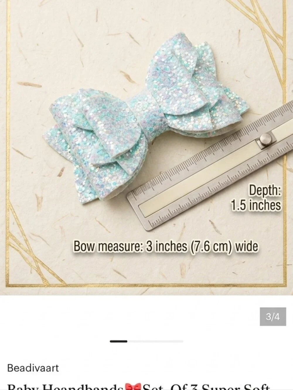 Handmade Baby Bow Headbands Set 3pc/Glitter Nylon Newborn Toddler Bows🎀✨